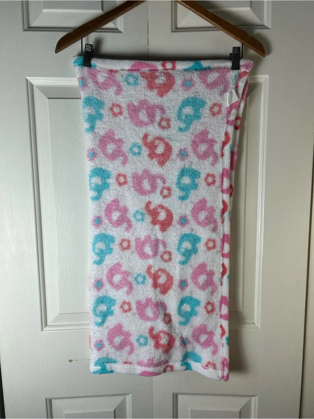 Zak & Zoey Pink Blue Elephants Baby Blanket Flowers White Gray Floral